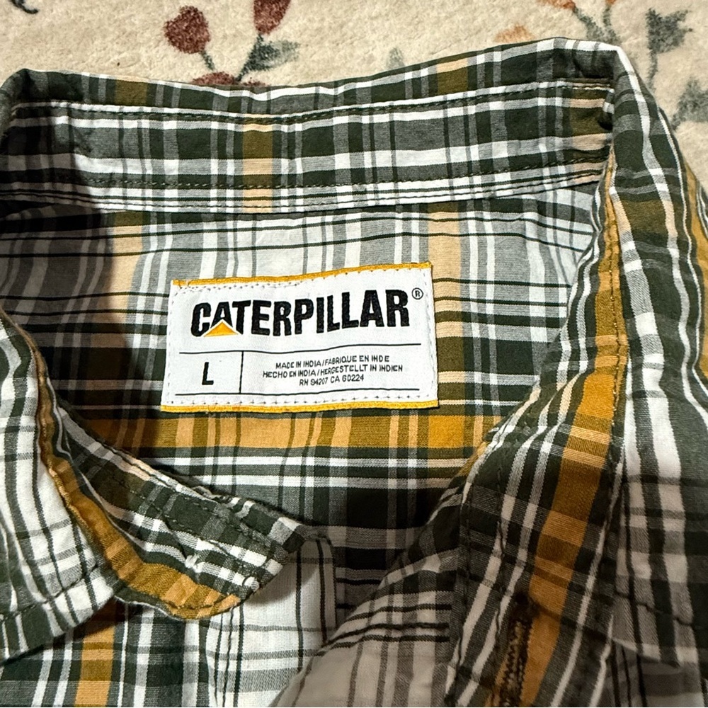 Caterpillar Men's Plaid Shirt - Yellow and Black L - Picture 2 of 6